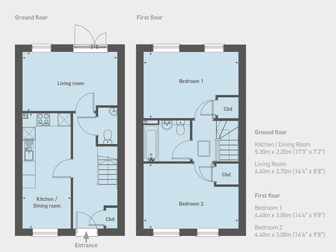 Floor plan 2 bedroom house - artist's impression subject to change